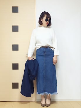 「フリンジデニム」｜「アイテム（デニムジャケット）」を使った、norisandesukaさん（レディース・166cm）の春コーディネート