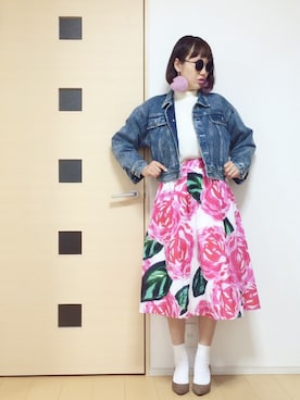 「AMERI」｜「アイテム（デニムジャケット）」を使った、norisandesukaさん（レディース・166cm）の春コーディネート