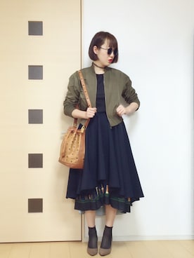 「AMERI」｜「アイテム（ミリタリージャケット）」を使った、norisandesukaさん（レディース・166cm）の夏コーディネート