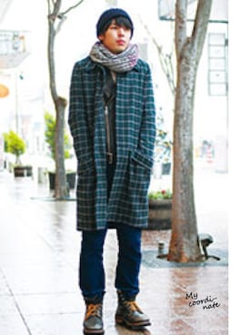 「SISE（シセ）のアイテム（その他アウター）」を使った、Ryuji Tanakaさん（メンズ・175cm）の冬コーディネート