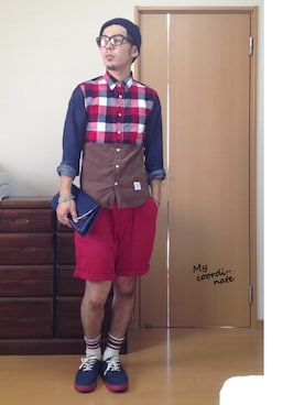 「MR.GENTLEMAN（ミスタージェントルマン）のアイテム（その他トップス）」を使った、Ryuji Tanakaさん（メンズ・175cm）の秋コーディネート