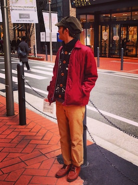 「SUNDAY WORKS（サンデーワークス）のアイテム（帽子）」を使った、ごししさん（メンズ・175cm）の春コーディネート