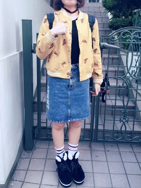 「Candy Stripper」｜「アイテム（スタジャン）」を使った、haru.さん（レディース・158cm）の秋コーディネート