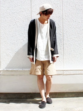 「WhoWhat（フーワット）のアイテム（トップス）」を使った、Fab4さん（メンズ・180cm）の夏コーディネート