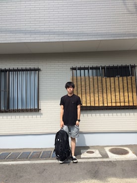 「Yves Saint Laurent（イヴサンローラン）のアイテム（Tシャツ/カットソー）」を使った、Takuya Rikitakeさん（メンズ・169cm）の夏コーディネート