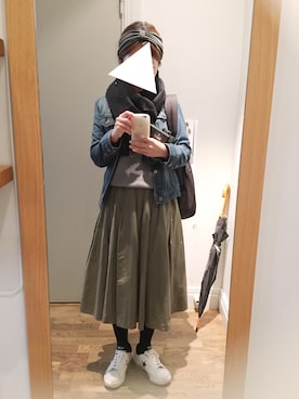 「CONVERSE（コンバース）のCONVERSE コンバース ONE STAR(A) 32340280 OX *WHITE/BLACK （スニーカー）」を使った、yaccoさん（レディース・157cm）の秋コーディネート