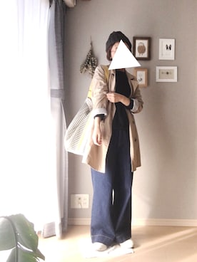 「CONVERSE（コンバース）のCONVERSE コンバース ONE STAR(A) 32340280 OX *WHITE/BLACK （スニーカー）」を使った、yaccoさん（レディース・157cm）の秋コーディネート