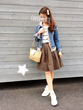 「M.deux（エムドゥ）のアイテム（かごバッグ）」を使った、mami♡⃛¨̮さん（レディース・157cm）の冬コーディネート
