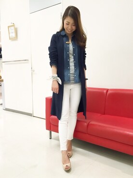 「M.deux（エムドゥ）のアイテム（その他アウター）」を使った、mami♡⃛¨̮さん（レディース・157cm）の春コーディネート