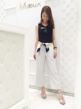 「M.deux（エムドゥ）のアイテム（パンツ）」を使った、mami♡⃛¨̮さん（レディース・157cm）の夏コーディネート