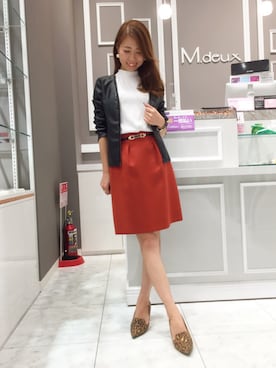 「M.deux（エムドゥ）のアイテム（ノーカラージャケット）」を使った、mami♡⃛¨̮さん（レディース・157cm）の秋コーディネート