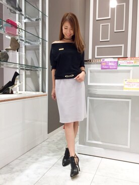 「M.deux（エムドゥ）のアイテム（Tシャツ/カットソー）」を使った、mami♡⃛¨̮さん（レディース・157cm）の秋コーディネート