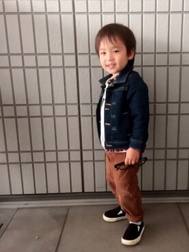 「abcd（ナシ）のアイテム（ジャケット/アウター）」を使った、Danさん（キッズ・90cm）の冬コーディネート