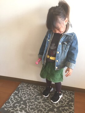 「ミッキーT」｜「アイテム（マウンテンパーカー）」を使った、rinoremiri♡さん（キッズ・90cm）の秋コーディネート