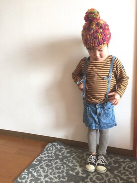 「FITH（フィス）のアイテム（スカート）」を使った、rinoremiri♡さん（キッズ・90cm）の秋コーディネート