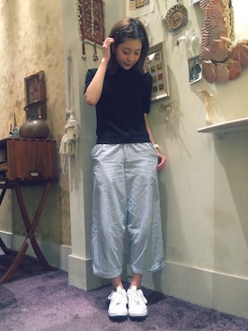 「ストライプ」｜「アイテム（アナログ腕時計）」を使った、中川遥さん（レディース・158cm）の春コーディネート