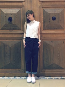 「アイテム（バングル/リストバンド）」を使った、中川遥さん（レディース・158cm・20代）の春コーディネート