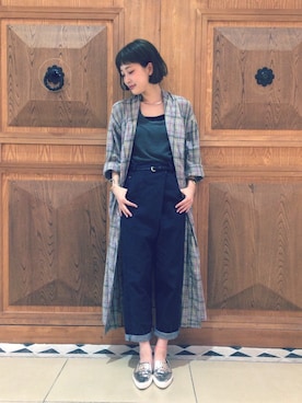 「アイテム（バングル/リストバンド）」を使った、中川遥さん（レディース・158cm・20代）の夏コーディネート