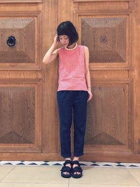 「アイテム（アナログ腕時計）」を使った、中川遥さん（レディース・158cm・20代）の夏コーディネート