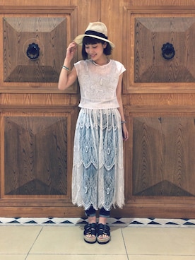 「rag & bone（ラグアンドボーン）のアイテム（パンツ）」を使った、中川遥さん（レディース・158cm）の夏コーディネート