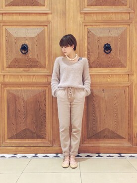 「アイテム（バレエシューズ）」を使った、中川遥さん（レディース・158cm・20代）の冬コーディネート