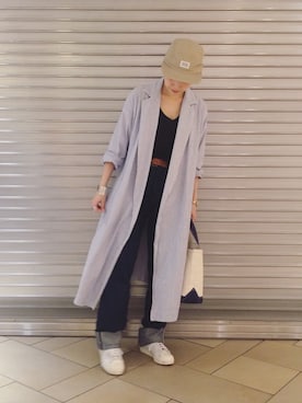 「アイテム（バングル/リストバンド）」を使った、中川遥さん（レディース・158cm・20代）の夏コーディネート