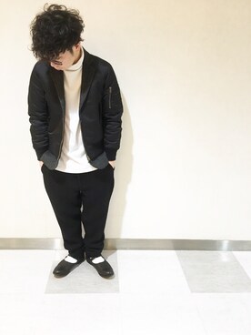 「MR.GENTLEMAN（ミスタージェントルマン）のアイテム（ブルゾン）」を使った、ララさん（メンズ・165cm）の秋コーディネート