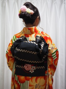 「ふりふ」｜「アイテム（浴衣）」を使った、ainaさん（レディース・159cm）の冬コーディネート