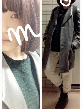 「tricot COMME des GARCONS（トリココムデギャルソン）のアイテム（チェスターコート）」を使った、mocoさん（レディース・148cm）の冬コーディネート