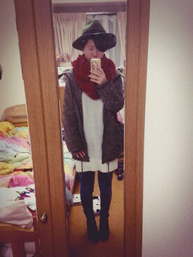 「FLOVE（フローブ）のアイテム（帽子）」を使った、あやぬんさん（レディース・160cm）の冬コーディネート