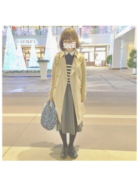 「ミナペルホネン」｜「アイテム（トレンチコート）」を使った、__ri__ka__さん（レディース・153cm）の秋コーディネート