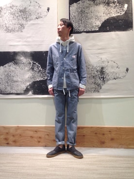 「ヒッコリー」｜「アイテム（その他アウター）」を使った、テンチョウ関根さん（メンズ・173cm）の春コーディネート
