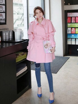「バレンタインデートスタイル」｜「アイテム（トレンチコート）」を使った、Miamasvinさん（レディース・161cm）の冬コーディネート