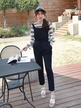 「夏アイテム」｜「アイテム（つなぎ/オールインワン）」を使った、Miamasvinさん（レディース・161cm）の夏コーディネート