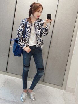 「スキニージーンズ」｜「アイテム（その他アウター）」を使った、Miamasvinさん（レディース・161cm）の秋コーディネート