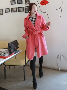 「ツイードワンピース」｜「アイテム（チェスターコート）」を使った、Miamasvinさん（レディース・161cm）の秋コーディネート