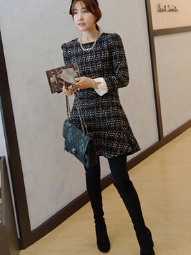 「お仕事スタイル」｜「アイテム（ワンピース/ドレス）」を使った、Miamasvinさん（レディース・161cm）の冬コーディネート