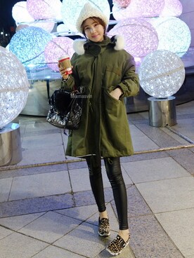「コーディネート」｜「アイテム（モッズコート）」を使った、Miamasvinさん（レディース・161cm）の冬コーディネート