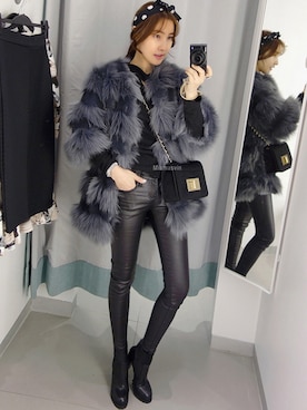 「ブレスレット」｜「アイテム（その他アウター）」を使った、Miamasvinさん（レディース・161cm）の冬コーディネート