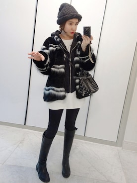 「ブレスレット」｜「アイテム（その他アウター）」を使った、Miamasvinさん（レディース・161cm）の冬コーディネート