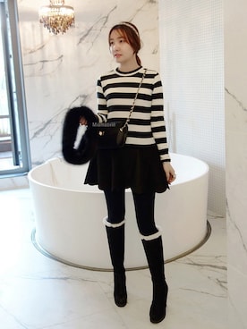 「フィット&フレア」｜Miamasvinさん（レディース・161cm）の冬コーディネート