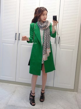 「アイテム（トレンチコート、グリーン系）」を使った、Miamasvinさん（レディース・161cm）の春コーディネート