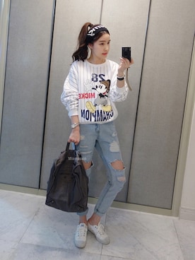 「アイテム（その他ヘアアクセサリー、ブラック系）」を使った、Miamasvinさん（レディース・161cm）の春コーディネート