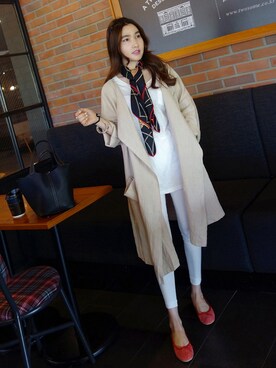 「オルチャンファッション」｜「アイテム（トレンチコート）」を使った、Miamasvinさん（レディース・161cm）の春コーディネート