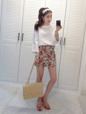 「アイテム（カチューシャ）」を使った、Miamasvinさん（レディース・161cm）の春コーディネート