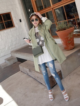 「アイテム（メッセンジャーバッグ）」を使った、Miamasvinさん（レディース・161cm）の夏コーディネート