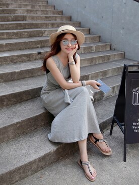 「サングラススタイル」｜「アイテム（ワンピース/ドレス）」を使った、Miamasvinさん（レディース・161cm）の夏コーディネート
