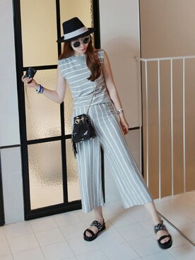 「ハット、帽子」｜Miamasvinさん（レディース・161cm）の夏コーディネート