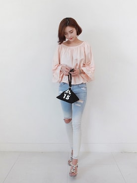 「シャーリング」｜Miamasvinさん（レディース・161cm）の夏コーディネート