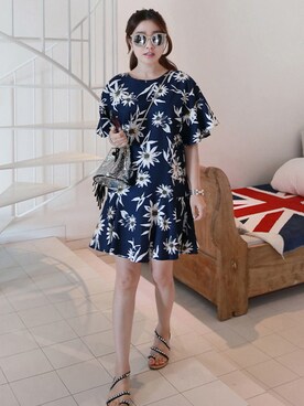 「フェススタイル」｜「アイテム（ワンピース/ドレス）」を使った、Miamasvinさん（レディース・161cm）の夏コーディネート